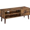 VASAGLE Mobile TV, Armadietto Stand TV, per TV fino a 55 pollici, Centro di Intrattenimento, Consolle da TV Metà del Secolo Moderno per Soggiorno, Camera da Letto, Lounge, Marrone Vintage LTV120T01