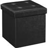 Songmics 38 cm Pouf Cubo Poggiapiedi Sgabello Pieghevole Carico Max. 300 kg Nero LSF30B