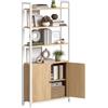 VASAGLE Libreria Scaffale a 6 Ripiani, Libreria Verticale con Anta, Struttura in Metallo, Ripiani Regolabili, 24 x 60 x 159,5 cm, Salotto Camera da Letto, Rovere Dorato e Bianco Opaco LLS133YA01