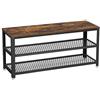 VASAGLE Panca Scarpiera, Scaffale Portascarpe a 2 Ripiani, Organizzatore per Scarpe, 100 x 30 x 45 cm, Ingresso Salotto Camera, Acciaio, Stile Industriale, Marrone Vintage e Nero LBS078B01