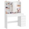 VASAGLE KAILYN Collezione - Toeletta con Luci LED a Luminosità Regolabile, Tavolo da Trucco con Specchio, 40 x 118,3 x 145 cm, Scomparti Aperti, Ripiani Regolabili, Moderno, Bianco Nuvola RDT624WB01