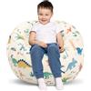 decalsweet Grande Poltrona a Sacco per Bambini con Cerniera, Pieghevole Sedia Sacchetto Sacco di Fagioli per Animali di Peluche per Ragazzi Ragazze Indoor Outdoor (No Filling), Dinosauro Beige