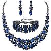 Clearine - Set di gioielli da donna per matrimonio con cristalli austriaci tagliati a marquise, con collana, bracciale e orecchini con pendente, Lega di acciaio, cristallo