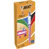 BIC - Confezione da 12 penne a sfera con 4 colori brillanti, colore: Rosa metallizzato, 4 colori (blu, nero, rosso, verde)