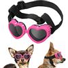 Lewondr Occhiali da Sole Cani a Cuore con Cinturini Regolabili, Imbotittura in Spugna, Protezione Anti Polveri, Anti Spruzzi, Anti Vento, Accessori Cani Domestici per Cani Taglia Piccola, Rosa