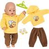 Orizizhic Vestiti per bambole da 35 a 43 cm, 4 vestiti per bambole New Born, 1 felpa con cappuccio, 1 paio di calzini, 1 appendiabiti, 1 simpatico cartone animato, per bambini, ragazze, ragazzi