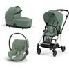 Cybex Platinum Trio Cybex Mios con Cloud T i-Size Telaio Chrome Black Leaf green