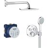 GROHE Grohtherm SmartControl Set Doccia da Incasso, Termostato 2 Vie con Supporto, Soffione Rainshower Cosmopolitan 210 mm 2 Getti, Manopola Cosmopolitan Stick, Cromo, 34743000
