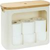 Relaxdays Portarotoli Relaxdays, 12 Rotoli, HxLxP: 36 x 43 x 17 cm, Stoffa, bambù, Contenitore Carta igienica, riserva, Beige