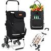 Sekey Carrello della Spesa Pieghevole con Funzione Saliscale, Carrello 3 in 1 con Borsa a Tracolla e 3 Ruote, Trolley e Carrello Impermeabile Ideale per la Spesa e il Campeggio - Nero