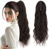 Silk-co Coda Capelli Extension Finta di Cavallo Ricci Mossi con Pinza Clip Ponytail 50cm 105g Castano Scuro