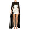 Barbotimer - Scialle lungo in chiffon per donna, semi-trasparente, mantella a cappa per abiti da sera, da sposa, da cerimonia, coprivasto formale, Etichettalia unica