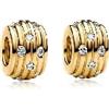 WEIMU Ciondoli in argento Sterling 925 dorato, per braccialetti, ciondoli, distanziatori, m, Argento sterling, Zirconie sintetico
