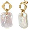 HeyMeili Orecchini Pendenti con Perle Barocche, Orecchini Placcati in Oro 14k da Donna, Orecchini Dorati con Perle d'Acqua Dolce, Idee Regalo di Gioielli per Donne e Ragazze