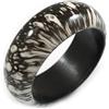 Avalaya Bracciale rigido in legno bianco/nero (possibili irregolarità naturali), taglia M/L