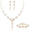 EVER FAITH Set di gioielli da matrimonio per sposa damigella d'onore strass cristallo fiore collana orecchini pendenti bracciale per donna chiaro tono argento, cristallo