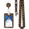 Eclove Porta Badge da Collo, Porta Badge Rigido Scorrevole Lla Moda Custodia Leopardata Portacarte in Plastica, Avvolgitore Badge Retrattile Moschettone Cordino Staccabile, per Ufficio Scuola (D)