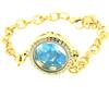 A Bijoux Pietre E Minerali. Bracciale Apatite Blu Neon Grezzo Modello Medaglione 25 Mm.