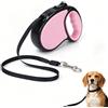 BIRDDIE Guinzaglio retrattile per cani, 4,8 m, con manico antiscivolo, resistente cinturino in nylon, senza grovigli, freno a mano, pausa, lucchetto, adatto per cani di piccola e media taglia (rosa)