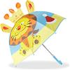 Relaxdays Ombrello per bambini con leone 3D, parapioggia con bastone, bimba & bimbo, a Campana, Unisex, colorato