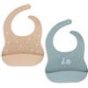 Jollein Bavaglino per bambini, in silicone, On The Go, confezione da 2 pezzi, materiale flessibile in silicone, con vaschetta di raccolta, bavaglino per bambini, facile da pulire