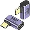 QIANRENON USB4.0 C 90 ° Angolo Adattatore 40 Gbps USB C Femmina a Maschio Angolo retto Accoppiatore, Supporto 8K video e audio Trasmissione, per Laptop Tablet Phone, 2 Pcs (piegatura laterale)