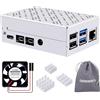 GeeekPi Custodia in alluminio per Raspberry Pi 4, con ventola di raffreddamento da 30 mm e 3 dissipatori di calore per Raspberry Pi 4 Modello B 8GB/4GB/2GB