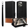 MAMA MOUTH Cover per iPhone 16 Pro Max,Custodia Pelle Magnetica Chiusa Portafoglio,Libro Flip Slot Schede Wallet Cover per iPhone 16 Pro Max,Antiurto TPU Bumper Libretto con Supporto Case cinturino da polso Nero