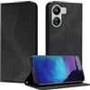 Fatcatparadise Cover per Xiaomi Redmi 13C/Redmi Poco C65 Custodia Redmi 13C, Cover a Libro Wallet in Pelle Premium Protettiva Portafoglio Antifurto Chiusura Magnetica Telefono Case Custodie (Nero)