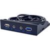 Hscjymnd Hub USB 3.0 per pannello frontale PC con adattatore audio HD, jack per cuffie da 3,5 mm e microfono, nero