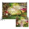 SDOTPMT 5x3ft Backdrop in poliestere foresta incantata Sfondo piante botaniche degli alberi magici giungla sole splendente Fairy World Backdrop per i bambini Festa di Compleanno Foto Props