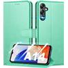 Mofurd Cover per Samsung Galaxy A14 4G/5G Libro in Pelle PU, [con 2 Pezzi Pellicola Vetro Temperato] Custodia Portafoglio Antiurto [Blocco RFID] [Funzione di Supporto] [Slot Schede], Verde