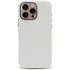 WALLFID Custodia in Pelle Compatibile con iPhone 16 Pro con Apple Mag-safe,Vera pelle (Ciottolo bianco)