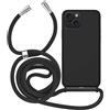 MyGadget Custodia per iPhone 15 - Cover con Cordino Antiurto in Silicone Morbido - Case 3 Strati in TPU Resistente - Protezione Antigraffio - Nero
