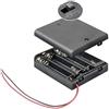 PerfectHD bhd-4 - Supporto batteria per 4 batterie AA Mignon con interruttore e estremità del cavo allentate, 1 pezzo, colore: Nero