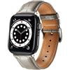 MUENShop Cinturino in Coccodrillo Compatibile con Apple Watch Cinturino di Ricambio in Vera Pelle di Alligatore 38mm/40mm Cinturino Business per iWatch Serie 5,4,3,2,1 (42mm/44mm, Beige)