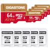 Gigastone Scheda di memoria da 64 GB, confezione da 5 schede, 4 K Game Pro, compatibile con GoPro Switch, velocità 95 MB/s. Scheda Micro SDXC A2 U3 V30 con adattatore SD.