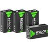BEVIGOR Batterie Ricaricabili 9V, Batterie NiMH 9V Ad Alta Capacità, 4 Pezzi