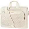 MOSISO Borsa Tracolla Laptop, 15.6 pollici Borsa Computer Compatibili con Macbook Pro 16/Air 15, 15-15,6 pollici, HP, Dell, Acer, Notebook, Borse Tracolla con Tasca Frontale Quadrata Trapuntata, Beige