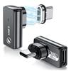 DuHeSin Adattatore magnetico USB-C 240 W (2 pezzi) adattatore magnetico USB-C a 90 gradi, 24 pin, con ricarica rapida PD, USB 4, 40 Gbps, 8 K, 60 Hz per Thunderbolt 3/4, MacBook Pro/Air e altri dispositivi di