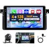 Hikity 4+128G Autoradio Android per BMW E46 1999-2005 Wireless Carplay 9''Incell Schermo per Auto Android Auto WiFi Touchscreen Bluetooth5.0 GPS SWC Retrocamera