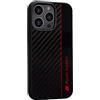 Audi Custodia per cellulare Audi Sport - Compatibile con iPhone 13 Pro - Cover antiurto in carbonio - Progettata con ritagli precisi per fotocamera, porte e pulsanti - Nero con dettagli rossi