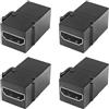 XMSJSIY Accoppiatore HDMI Keystone femmina a femmina adattatore presa da parete ad alta velocità 4K per pannelli da parete standard Keystone - 4 pezzi (nero)