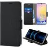 N NEWTOP Cover Compatibile con Samsung Galaxy A25 5G, HQ Lateral Custodia Libro Flip Chiusura Magnetica Portafoglio Simil Pelle Stand Protezione Completa Case TPU Anti Urto Guscio Base (Nero)