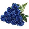 Nubry Artificial Silk Rose Fiore Fiore di seta artificiale Singolo stelo Rose Finta Lifelike per matrimonio Bouquet floreale Organizzazioni floreali Home Party Decorazione centrotavola, 10pcs (Blu)