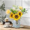 YELIKIT Fiori artificiali con vaso di vetro bouquet di fiori finti girasoli finti in vasi per la casa fiori decorazione moderna per la casa tavolo vaso di fiori decorativo per cena, ufficio, camera da letto,