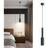 Klighten Lampada a Sospensione GU10 Alluminio Cilindro, Lampada a Sospensione LED con Lampadina 5W Bianco Caldo 3000K, Design Moderne per Tavolo da Pranzo Soggiorno Cucina Comodino, Nero