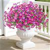 Weldomcor 12 mazzi di fiori artificiali per esterni, resistenti ai raggi UV, fiori finti in seta, petunia in plastica, decorazione primaverile ed estate, per porta d'ingresso, portico e patio (viola