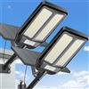 Adewalk 1200W*2 Lampione Solare Led Esterno con Telecomando, IP67 Impermeabile Lampada Stradale Solare con Sensore di Movimento, 6500K Super Bright Lampioni da Giardino Esterno Solari per Garage