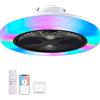 RRBEST Ventilatore da Soffitto con Luce RGB, 50cm Lampadario Ventilatore Silenzioso LED Dimmerabile, Telecomando e APP, 6 Velocità, Timer, RGB Plafoniera Ventilatori per Camera da Letto Soggiorno